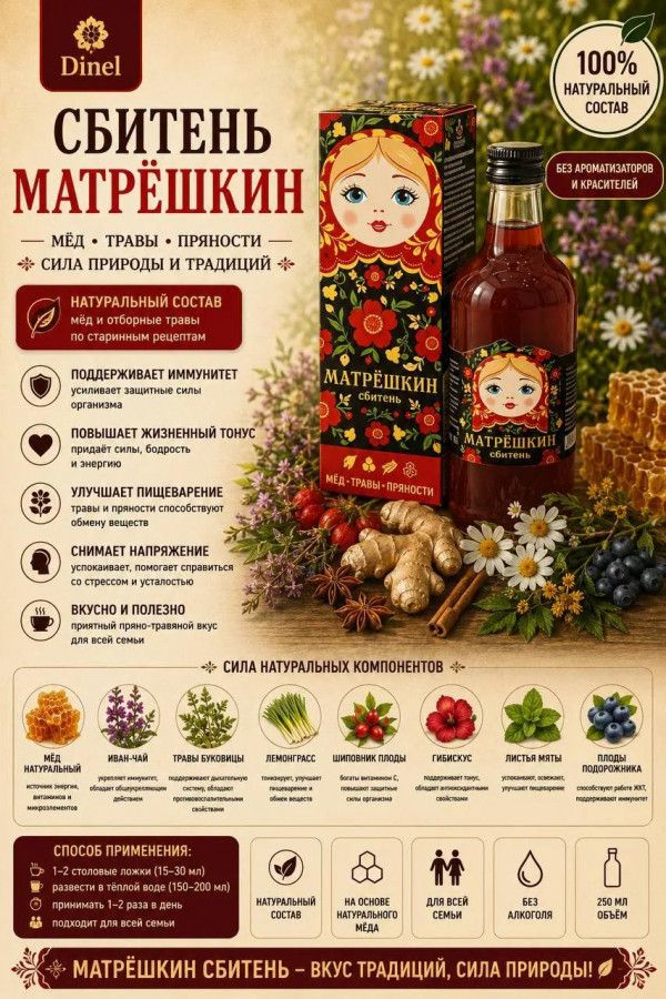 №3 Сбитень Матрёшкин, 250мл  в Курске