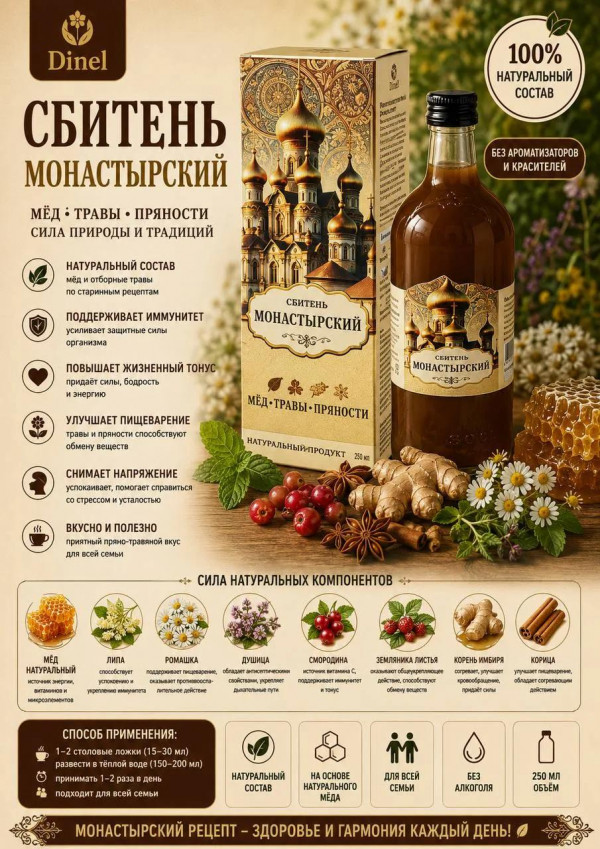№3 Сбитень Монастырский, 250мл  в Курске